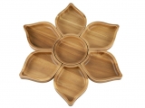 Premium Acacia Wood Flower-Shaped Serving Platter with 7 Compartments - Eco-Friendly Kitchenware
